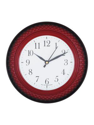 CHRONIKLE Decorative Round Red Color Plastic Case Analog Wall Clock for Living Room Home Decorations Office Gifts (Size: 20 x 4.5 x 20 CM | Weight: 165 Gram)