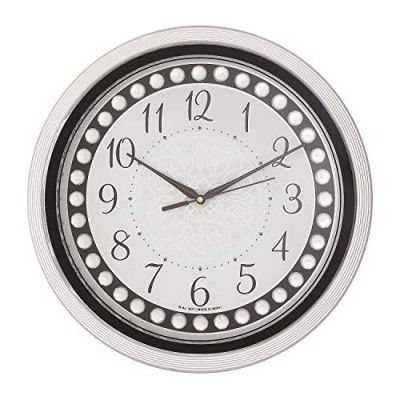 CHRONIKLE Designer Round Shaped Home Decor Silver Color Plastic Analog Wall Clock (Size: 31 x 4.2 x 31 CM | Color: Silver | Weight: 635 grm)