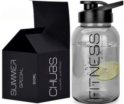 CHUBS Fitness Series SUMMER SPECIAL Edition 500 ML Gallon Bottle Shaker For | Hydration | MIXER | SHAKER |BOTTLE| For Men And Women (Multipurpose) (SMOKEY BLACK)