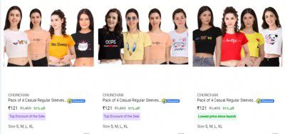Chunchan Womens Tops Pack Of 3 @ ₹121