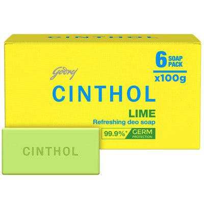 Cinthol Lime Bath Soap – 99.9% Germ Protection, 100g (Pack of 6)