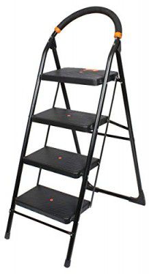 CIPLA PLAST Heavy Duty Alloy Steel Foldable Step Ladder GEC-L4M (Black)