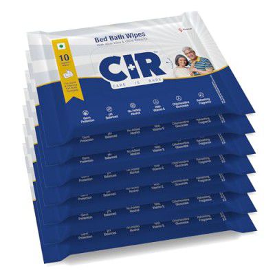 CIR Soft Body Cleansing Wet Bed Bath Wipes for Adults | Body Sponging | Extra Large, 10 Wipes/Pack (Pack of 7), 70 Wipes, White, One Size