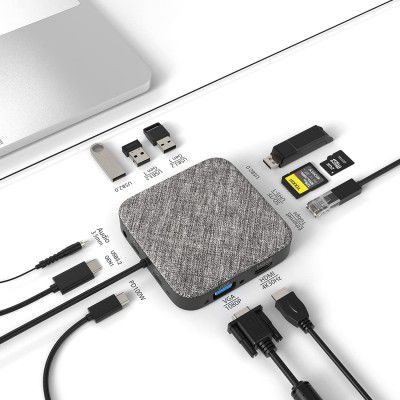 Circle Rootz Type C Docking Station 12 in 1 Dual Display USB C Hub with VGA