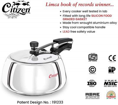 CITIZEN Handi 2 Ltr Stainless Steel with Sandwich Bottem Inner Lid Pressure Cooker 2 L Pressure Cooker (Aluminium)