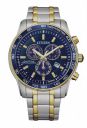 Citizen Mens Eco-Drive Sport Luxury Chronograph Watch in Two-tone Stainless Steel, blue dial (Model: BL5517-55L), Two-Tone, Sport Luxury Chronograph Sport...