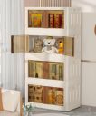 Claiez 4 Unit Plastic Cupboard For Clothes Storage, Foldable Wardrobe Kitchen Bedroom Living Room And Office, White