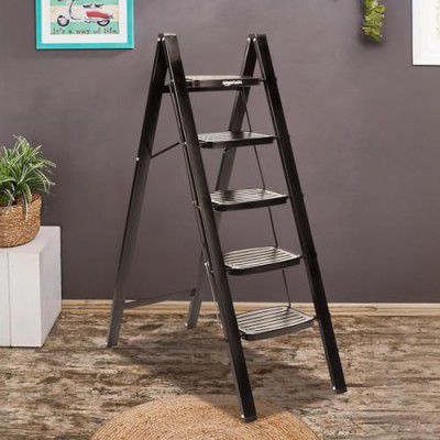 amazon basics Clamber Max - Non-Trip and Flat-Foldable Step Ladder, 5 Steps