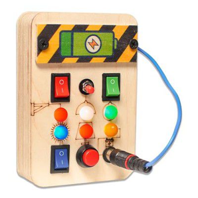 Clapstore Toys Busy Board V1.5 with LED Light, Sensory Toys for Toddlers, Kids, Montessori Toys with Toggle Switch, Travel Toys for Educational Toddler Activities 