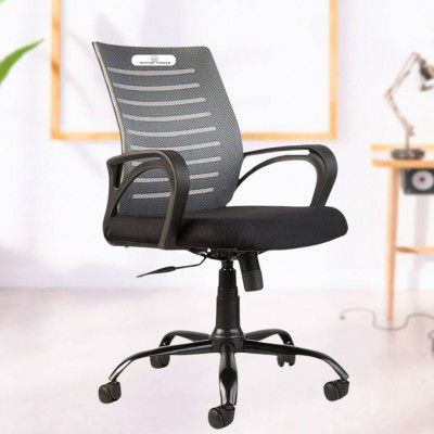 CLASSELA Revolving Chair with Spacious Seat Com Heavy Duty Metal Study Workstation Mesh Office Conference Chair (Grey, Optional Installation Available)