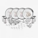Classic Essentials Pack of 32 Stainless Steel Dinner Set | Heavy Gauge Permanent Laser-Peacock Dinner Set (Silver)...