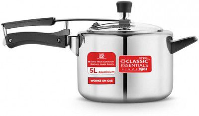 Classic Essentials Prochef Aluminium Pressure Cooker | ISI Certified Inner Lid Pressure Cooker 5 L Inner Lid Pressure Cooker (Aluminium)