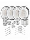 Classic Essentials Silver-Toned 32 Pieces Glory Design Stainless Steel Glossy Dinner Set...