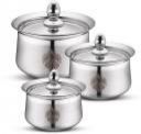 Classic Essentials Stainless Steel 3-Piece Lazer Design Viva Biryani Handi For Serving, Cookware Set  (Stainless Steel, 3 - Piece)...