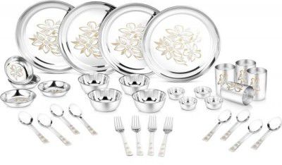 Classic Essentials Stainless Steel Glory Dinner set,32-Pieces, Silver