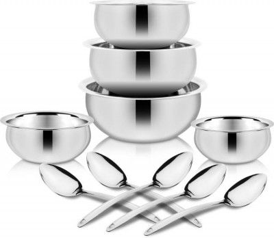 Classic Essentials Stainless Steel induction friendly Handi/patila/bhagona/biryani cook & serve Cookware Set  (Stainless Steel, 10 - Piece)