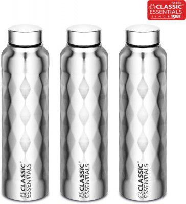 Classic Essentials Stainless Steel Puro Water Bottle 1000ml(Pack of 3) 1000 ml Bottle (Pack of 3, Silver, Steel)