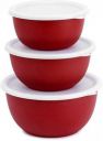 Classic Essentials Stainless Steel Vegetable Bowl Microwave Safe Bowl  (Pack of 3, Red)...
