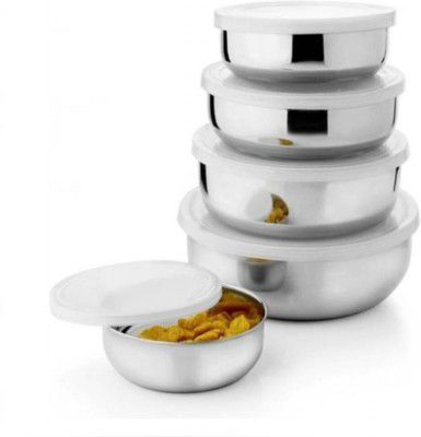 Classic Essentials Steel Fridge Container - 160 ml, 300 ml, 500 ml, 600 ml, 1000 ml  (Pack of 5, Silver)