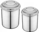 Classic Essentials Steel Tea Coffee & Sugar Container - 1500 ml, 850 ml  (Pack of 2, White)...