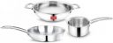 Classic Essentials Triply Kadhai 22cm, Saucepan 16cm, Frypan 22cm Combo Induction Bottom Cookware Set (Triply, 3 - Piece)...