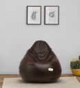 Classic XXXL Leatherette Bean Bag with Beans in Brown Colour...