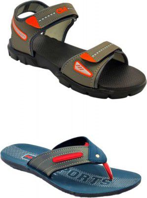 Classica Men Grey, Blue Flats Sandal