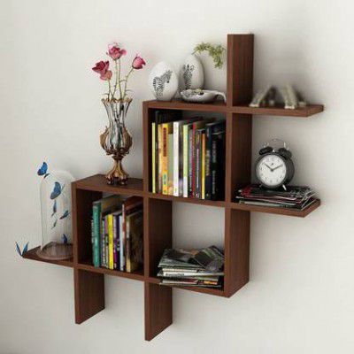 classiconline New Plus Set Wooden Wall Shelf  (Number of Shelves - 6, Brown)