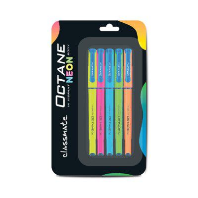 Classmate Octane Neon- Blue Gel Pens(Pack of 5)