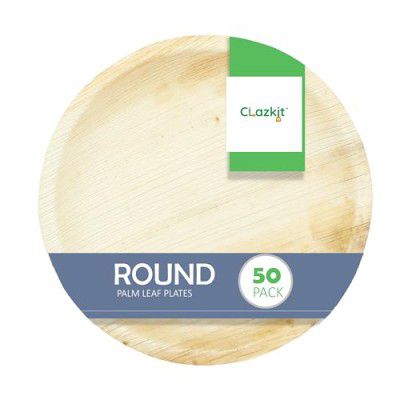 Clazkit 10 inch, (50) Pack Areca Deep Round Palm Leaf Plates | Disposable Eco-Friendly Biodegradable Like Bamboo Wood Plates | Party, Wedding, Event Plates