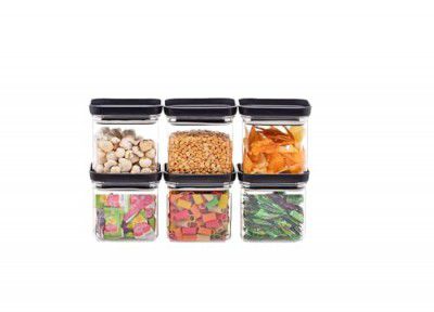 Clazkit Air Tight Push Containers Storage Set For Kitchen, Pantry Organization, Bpa-Free, Dishwasher Safe (Pack Of 6, Black,500 ml, Plastic)