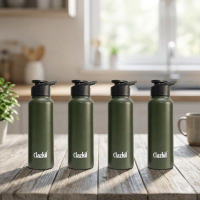 Clazkit Alpha Sporty Stainless Steel Water Bottle Single Wall 750ml Set of 4