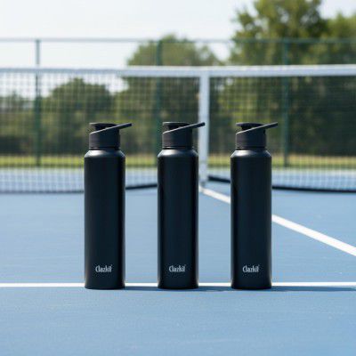 Clazkit Amaze Sporty Stainless Steel Black Matte Finish Water Bottle, Set of 3