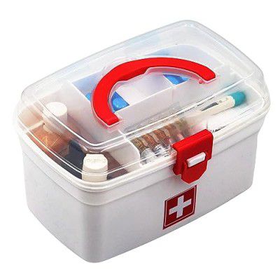Clazkit BPA-Free Emergency Indoor Outdoor Medical Utility Cabinet Organizer Detachable Tray Medical Box (White)