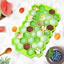 Clazkit Flexible Silicone Honeycomb 37 Cavity Ice Cube Tray for Freezer Moulds Small Cubes Whiskey Fridge Bar Soft Ice Cube Tray  -Pack of 1 Multicolor...