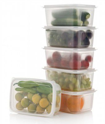 Clazkit Fruit Storage Containers for Fridge 6 Pack - Fruit Fresh Keeper Containers with Lids