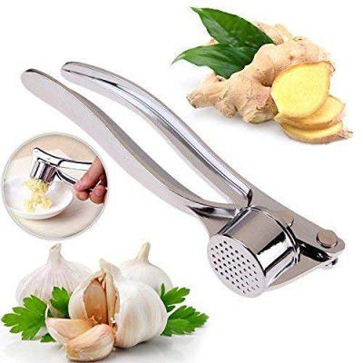 Clazkit Garlic Crusher Presser Garlic Press Multi-Function Manual Portable Garlic Crusher Ginger Mincer Garlic Presser Curved Garlic Grinding Slicer (Silver), Medium (CGCP)