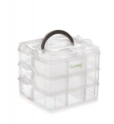 Clazkit Jewellery Organisers Plastic 3 layer 18 Grid Square Portable Transparent Storage Detachable Box Organizer Case