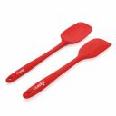 Clazkit Large Spatula & Large Spoon, Non-Stick Silicone Spatula Set for Cooking & Baking (RED) SET of 2...