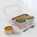 Clazkit Lunch Box 3 Compartment Leak-Proof BPA Free Stainless Steel, Lunch Box - Pink...