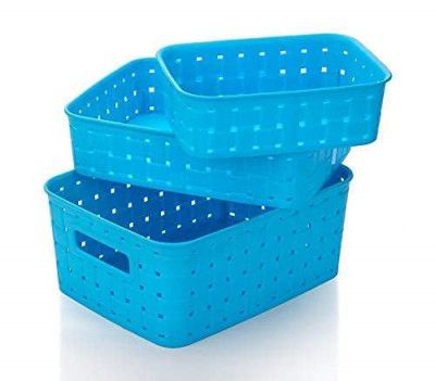 Clazkit Multipurpose Smart Shelf Basket Set 3 Pc Storage Basket for Fruits, Vegetables,Magazines, Cosmetics, Storage Basket - Color May Vary