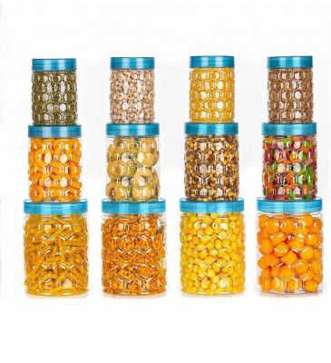 Clazkit Plastic Airtight Container | set of 12-Blue