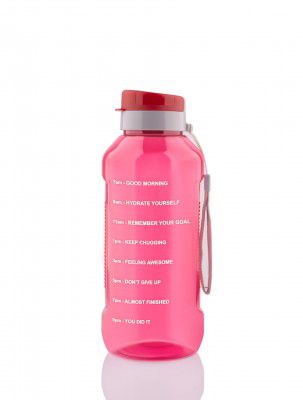 Clazkit Plastic Flexisip 1.5L Motivational Water Bottle | Pink