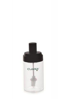 Clazkit Plastic Jar Oil & Liquid Storage Dispenser with Brush -350ml