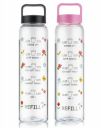 Clazkit Plastic Motivational 1000ml Water Bottle Blue & Pink - Set of 2...