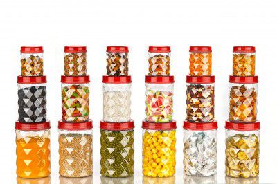 Clazkit Plastic Pet Storage Jar and Container, Set of 18