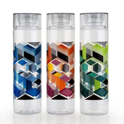Clazkit Plastic Printed Water Bottle (1000 Ml Pack of 3)