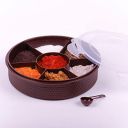 Clazkit Plastic Round 7 Sections Multipurpose Masala Rangoli Dabba Box Set, Spice Box Set - Brown (Masala Box - 7 in 1)...