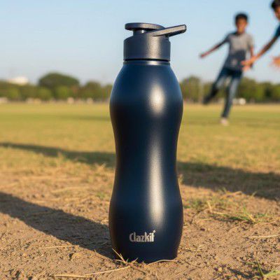 Clazkit Platina Stainless Steel Black Matte Finish Water Bottle - 1000ml