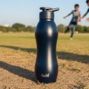 Clazkit Platina Stainless Steel Black Matte Finish Water Bottle - 1000ml...
